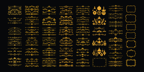 Golden Ornamental Border Frame Collection.