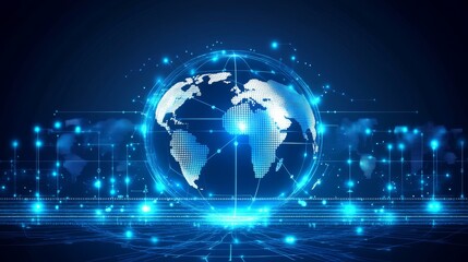 Obraz premium Global Digital Network - Futuristic Technology Art