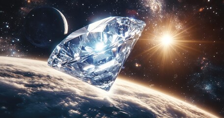 Obraz premium Cosmic Diamond Celestial Jewel above Earth
