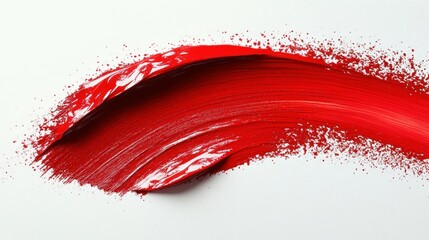 Red paint stroke on white background