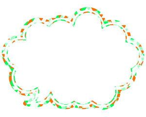 ステンドグラス風吹き出し　三角形模様　丸みのある雲形