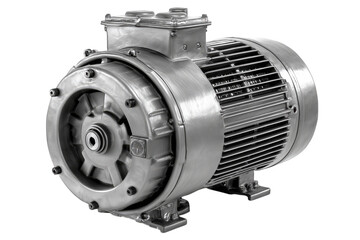 Silver Electric Motor On Transparent Background