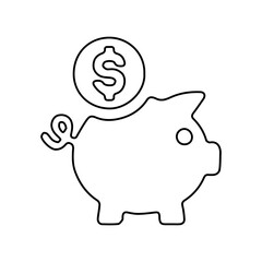 white dolar piggy bank icon