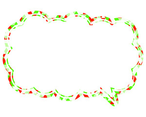 ステンドグラス風吹き出し　三角形模様　細長い雲形