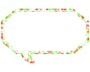 ステンドグラス風吹き出し　三角形模様　細長い八角形
