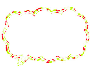 ステンドグラス風吹き出し　三角形模様　細長い雲形