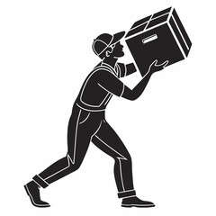 Delivery Man Carrying A Large Box Silhouette For Logistics Business