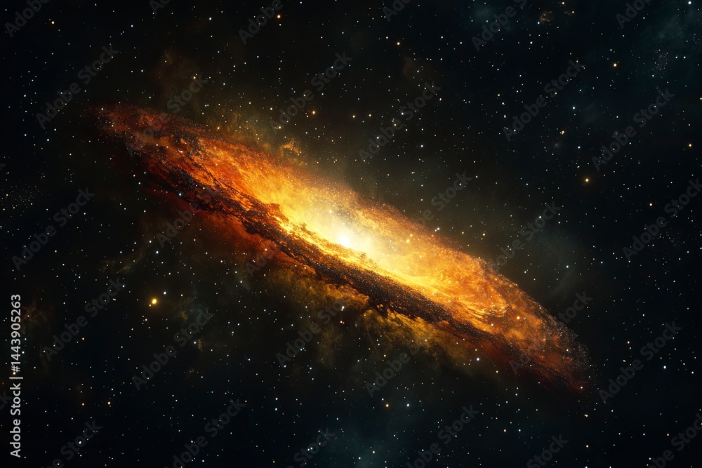 Poster 3d rendering of a colorful nebula in deep space with stars and a galaxy background, detailed.