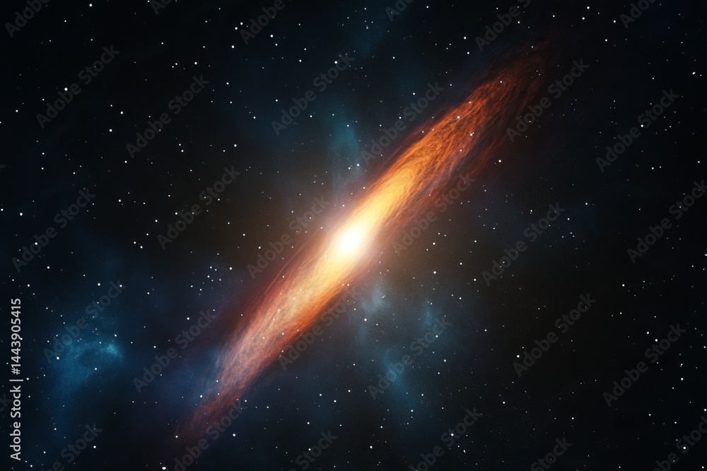 Poster 3d rendering of a colorful nebula in deep space with stars and a galaxy background, detailed.