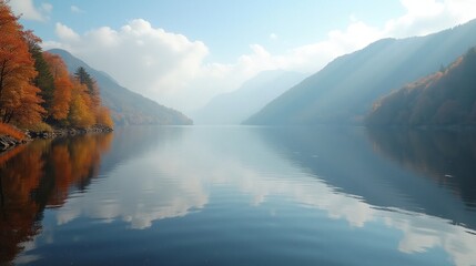 Harmony of Reflections: Peaceful Lake Landscape