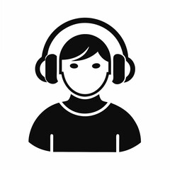 Silhouette Of Person With Headphones Listening To Music Or Podcast Graphic Illustration