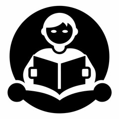 Boy Reading Book Icon Education Illustration Learning And Knowledge Vector Design