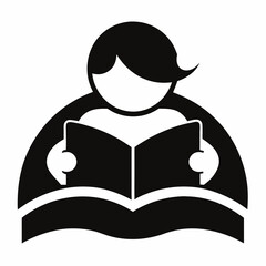 Monochromatic Icon Of A Person Reading Book Symbolizing Education And Literacy