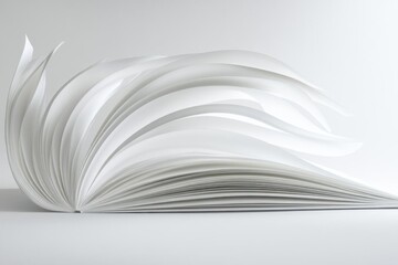 Open book with pages flowing, and white background.