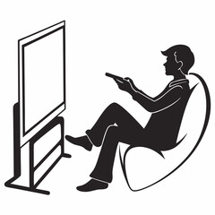 Man Watching Television In Armchair Vector Graphic Illustration Design