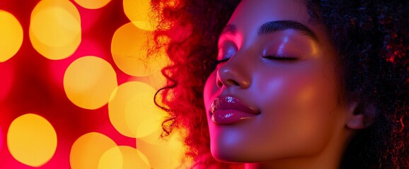 Radiant Woman in Neon Light