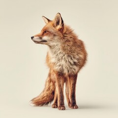 Fototapeta premium Majestic Red Fox Wildlife Animal Portrait Furry Bushy Tail Alert Isolated Nature Pho