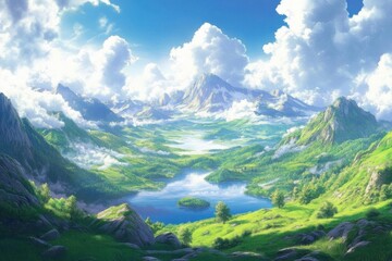 Fototapeta premium Serene Mountain Lake Landscape.