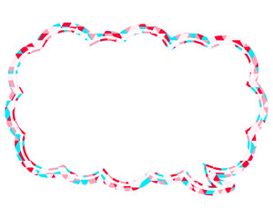 ステンドグラス風吹き出し　三角形模様　細長い雲形