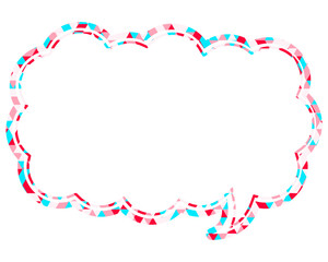 ステンドグラス風吹き出し　三角形模様　細長い雲形
