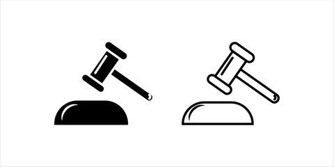 Gavel icon  set vector. Hammer symbol vector illustration, pictogram isolated on white background. color editable