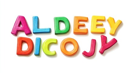 Colorful plastic letters arranged in a word.