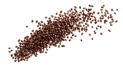 Espresso beans flying from top to bottom, dynamic movement, morning concept generative ai