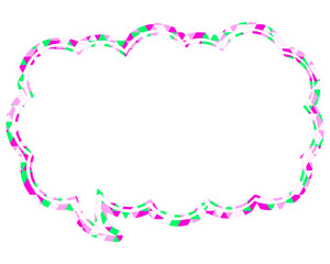 ステンドグラス風吹き出し　三角形模様　細長い雲形