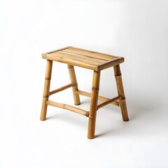 Transform Your Bathroom Oasis Instantly with a Handcrafted Bamboo Bath Stool on Pristine White Background