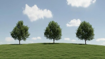 Obraz premium Three Trees on Green Hill.