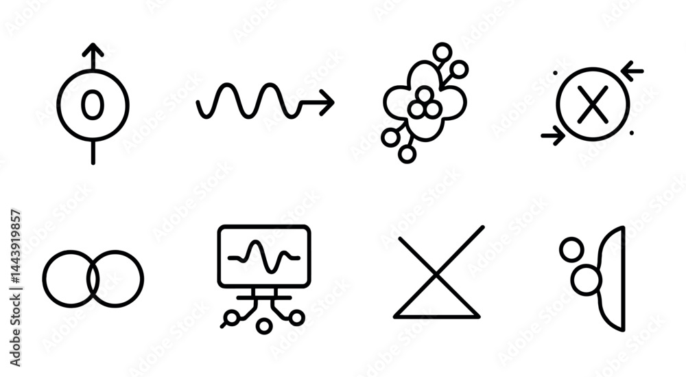 Poster abstract icon set illustrating concepts of flow, growth, and connectivity for design projects