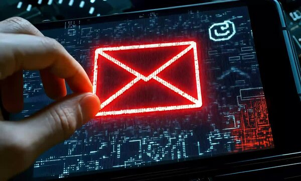 Concept of security breach with digital technology through a mobile phone screen