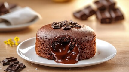 Artisan Lava Cake with Flowing Chocolate and Chocolate Pieces