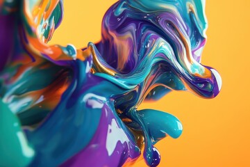 Colorful abstract paint splashes in dynamic movement.