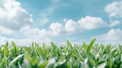 Obraz premium Lush green grass under a vibrant blue sky