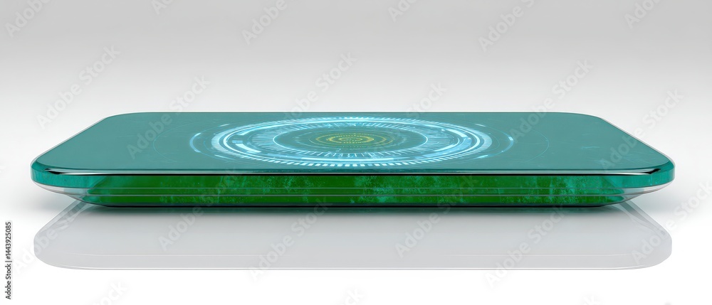 Poster futuristic glass interface tech gadget digital hud sci fi display 3d render