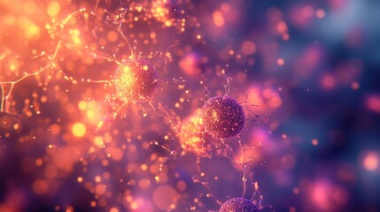 Cellular activity, vibrant microscopic view