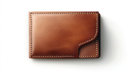Brown leather wallet isolated on white background.