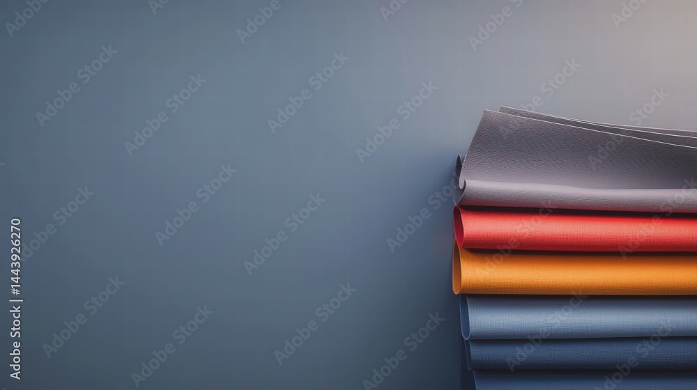 Poster a well-organized stack of folded papers displaying neatness and order for office or home use