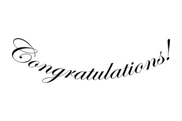 Congratulations!（おめでとうございます！）の文字の、おしゃれなロゴマーク