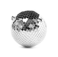 One shiny disco ball isolated on white