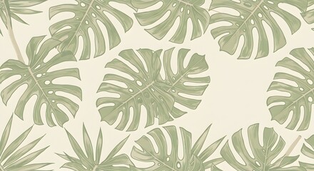 Elegant monstera leaf pattern pastel color design, perfect for background