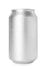 One wet tin can isolated on white