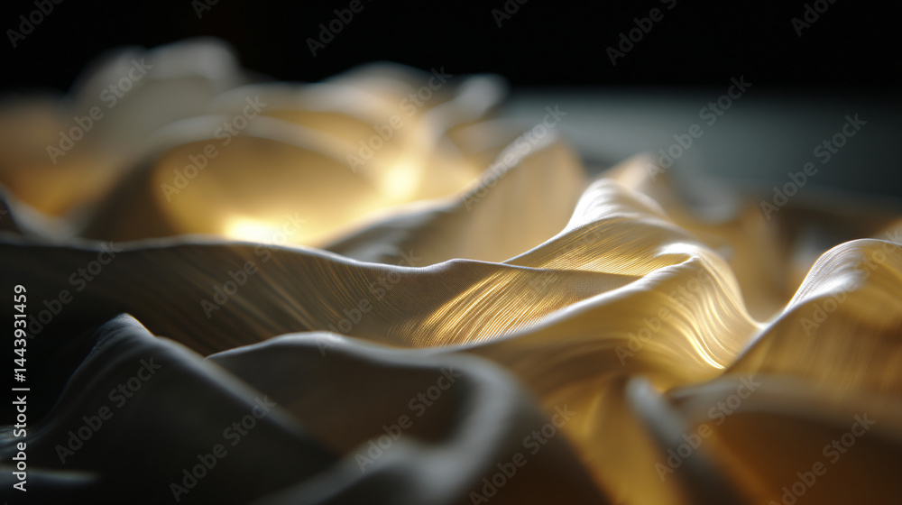Poster wavy, silky fabric illuminated with soft lighting for an elegant and smooth appearance.