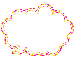 ステンドグラス風吹き出し　三角形模様　丸みのある雲形