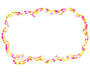 ステンドグラス風吹き出し　三角形模様　細長い雲形