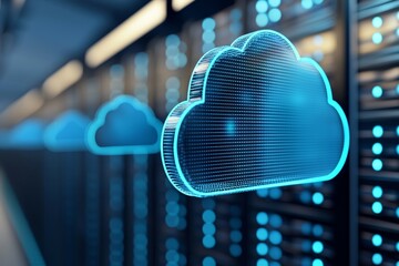 Cloud technology in modern data centers with secure online storage digital transformation and future business solutions