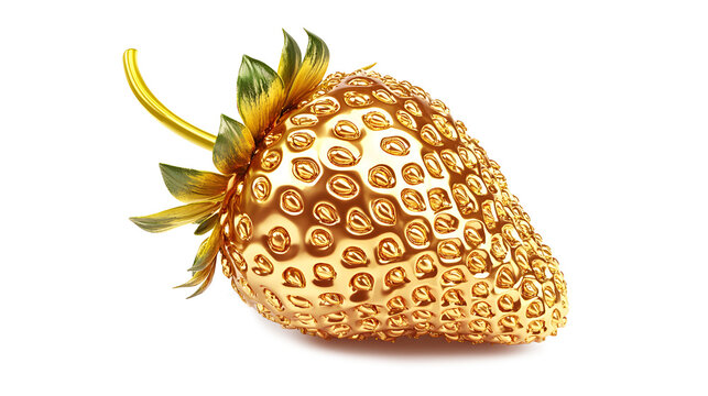 Naklejki Golden strawberry isolated on a white background