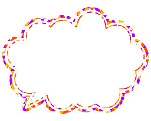 ステンドグラス風吹き出し　三角形模様　丸みのある雲形
