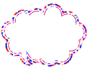 ステンドグラス風吹き出し　三角形模様　丸みのある雲形